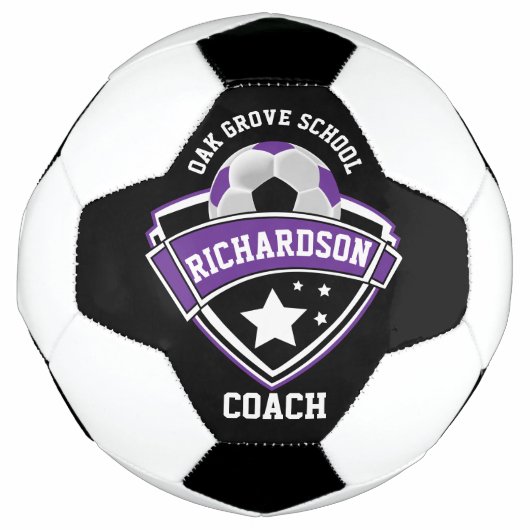 Coach - Sport - Logo - Paars, zwart en wit Voetbal (Voorkant)