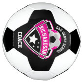 Coach - Sport Logo - Roze, zwart en wit Voetbal (Gedraaid)