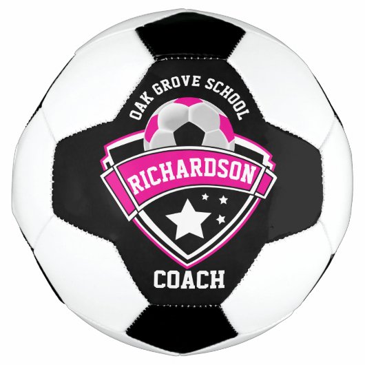 Coach - Sport Logo - Roze, zwart en wit Voetbal (Voorkant)