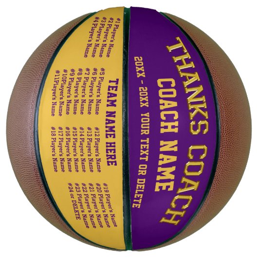 Coach, team, alle spelersnamen, Aangepaste Basketb Mini Basketbal (Verticaal)