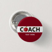 Coach-tekst met appel op de knop Bourgondië Ronde Button 3,2 Cm (Voorkant /achterkant)