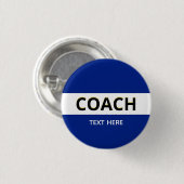 Coach-tekst op blauw ronde button 3,2 cm (Voorkant /achterkant)