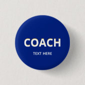 Coach-tekst op blauwe knop ronde button 3,2 cm (Voorkant)