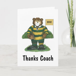 Coach Thank You Card, Rugby Beer in groen en goud Bedankkaart