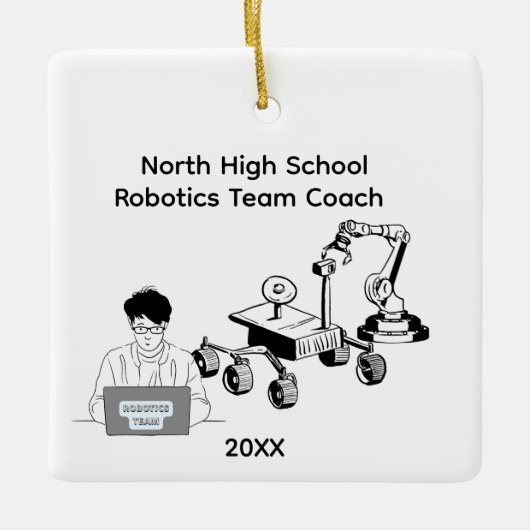 Coach van het Roboticsteam van de middelbare schoo Keramisch Ornament (Voorkant)
