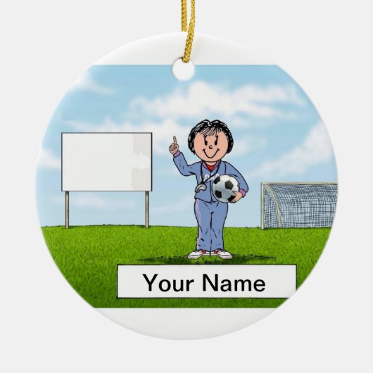 Coach, Voetbal - Vrouw Keramisch Ornament (Voorkant)