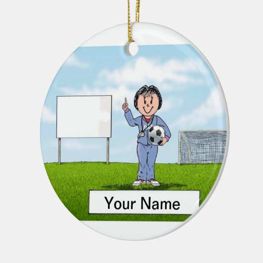 Coach, Voetbal - Vrouw Keramisch Ornament (Links)