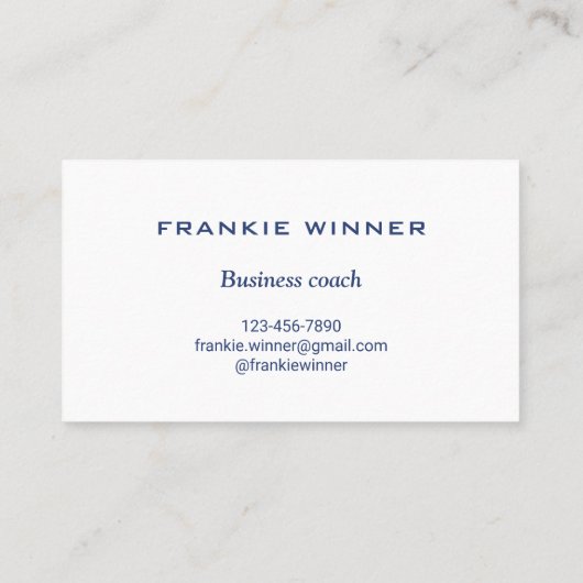 Coach voor succes marineblauw visitekaartje (Achterkant)