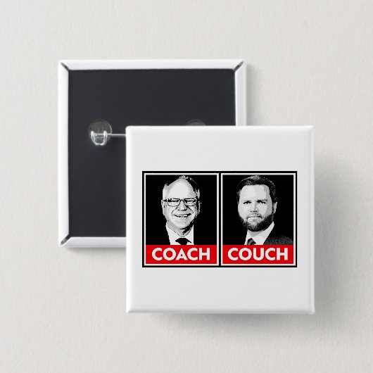 Coach vs Couch Vierkante Button 5,1 Cm (Voorkant /achterkant)