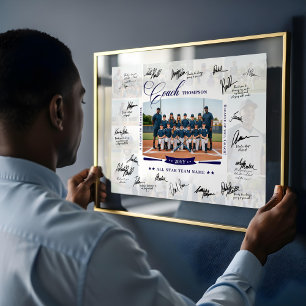 Coach Waardering Foto Collage Team Handtekening Poster
