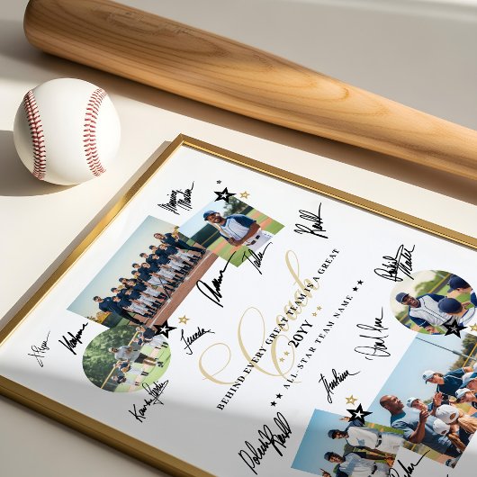 Coach Waardering Foto Collage Team Handtekening Poster