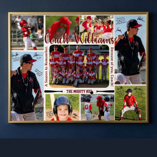Coach Waarderings Foto Collage Team Poster
