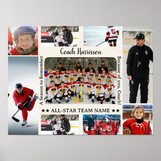 Coach Waarderings Foto Collage Team Poster (Voorkant)