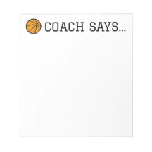 Coach zegt Basketbal Notitieblok 5.5 "x 6"