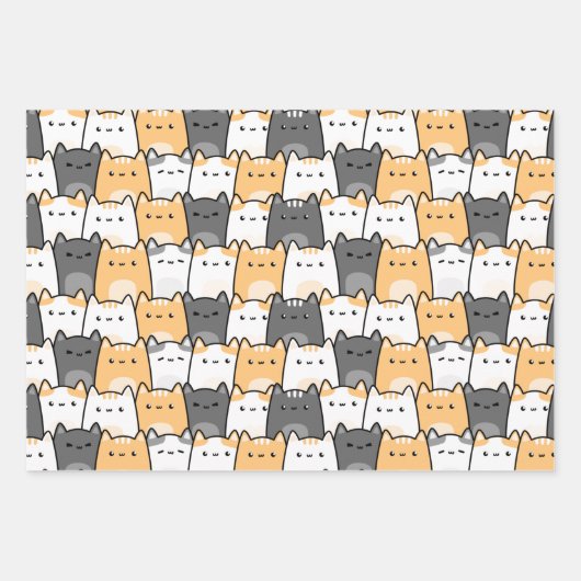 Coachella katten geel en grijs naadloos patroon inpakpapier vel (Voorkant 2)