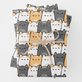 Coachella katten geel en grijs naadloos patroon inpakpapier vel (In situ)