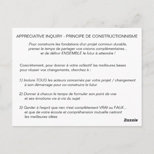 Coaching Card "AI - Constructiebeginsel" Briefkaart (Achterkant)