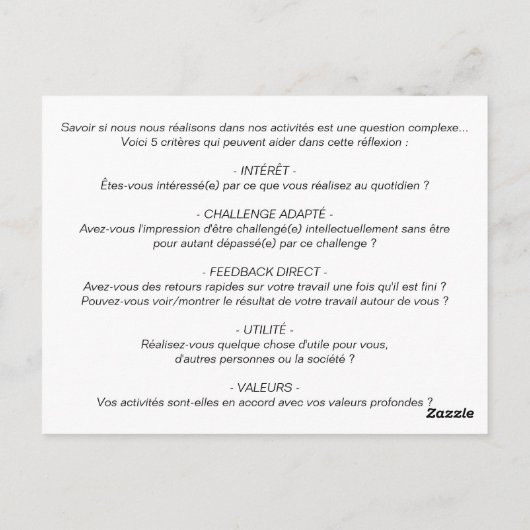 Coaching-kaart "Zelfverwezenlijking" Briefkaart (Achterkant)