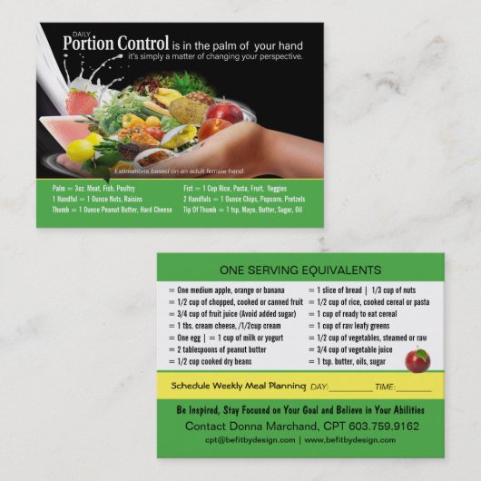 Coaching Portion Control Visitekaartjes (Voorkant / Achterkant)