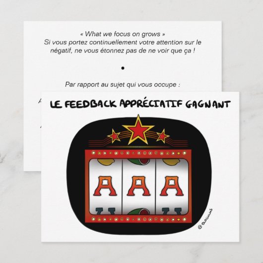 Coachingkaart: A-A-A, feedback Briefkaart (Voorkant / Achterkant)