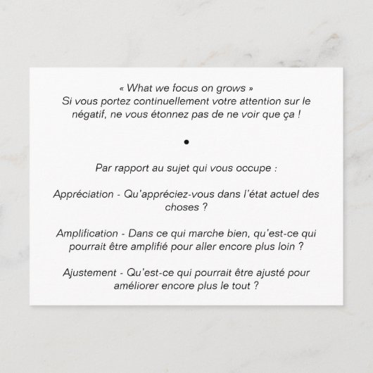 Coachingkaart: A-A-A, feedback Briefkaart (Achterkant)