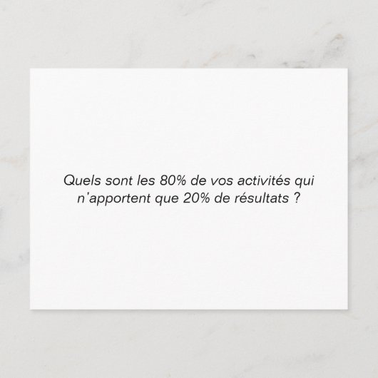 Coachingkaart "Pareto Act" Briefkaart (Achterkant)