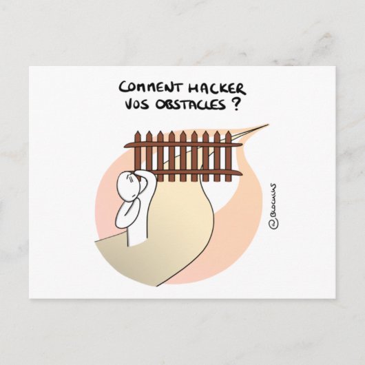 Coaching's kaart: "Hackez uw obstakels!" Briefkaart (Voorkant)