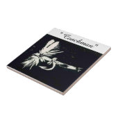 "Coachman" wit op zwarte forel vliegt tegel Tegeltje (Zijkant)