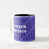 Coach's Mok - Paarse letters veranderbare achtergr (Voorkant links)