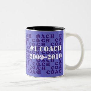 Coach's Mok - Paarse letters veranderbare achtergr