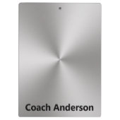 Coach's Name Silver Brushed Metal Look Klembord (Achterkant)