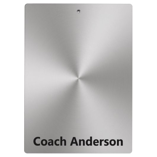 Coach's Name Silver Brushed Metal Look Klembord (Achterkant)