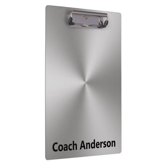 Coach's Name Silver Brushed Metal Look Klembord (Rechts)