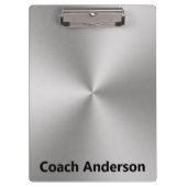 Coach's Name Silver Brushed Metal Look Klembord (Voorkant)