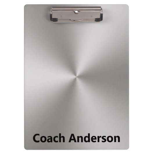 Coach's Name Silver Brushed Metal Look Klembord (Voorkant)