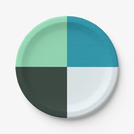 Coal White Blauwgroen Blue Aqua Turquoise Papieren Bordje (Voorkant)