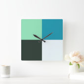 Coal White Blauwgroen Blue Aqua Turquoise Vierkante Klok (Huis)