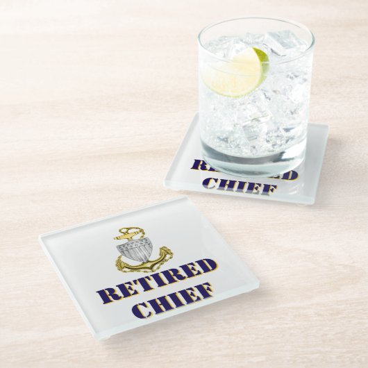 Coast Guard Chief Retired Glazen Onderzetter (Schuin)