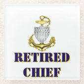 Coast Guard Chief Retired Glazen Onderzetter (Voorkant)