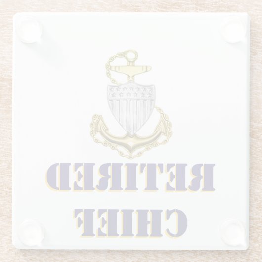 Coast Guard Chief Retired Glazen Onderzetter (Achterkant)