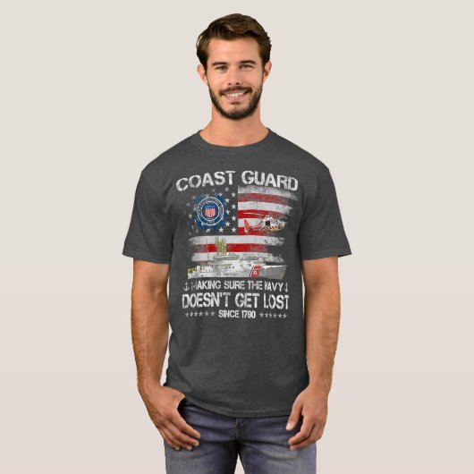 Coast Guard Veteran Tshirt USCG American Flag (Voorkant volledig)