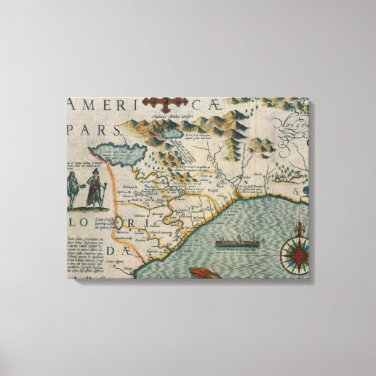 Coast of North Carolina, details van de kaart met Canvas Afdruk (Voorkant)