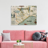 Coast of North Carolina, details van de kaart met Canvas Afdruk (Insitu (Woonkamer))