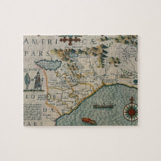 Coast of North Carolina, details van de kaart met  Legpuzzel (Horizontaal)