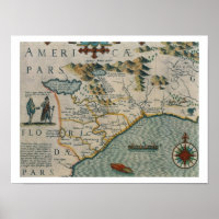 Coast of North Carolina, details van de kaart met 