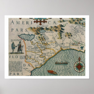 Coast of North Carolina, details van de kaart met  Poster