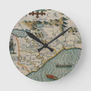 Coast of North Carolina, details van de kaart met  Ronde Klok