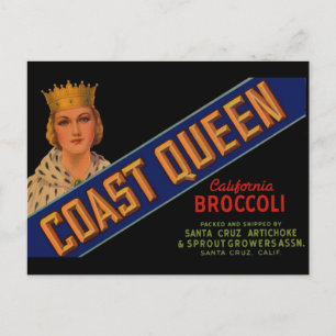 Coast Queen broccoli crate label 1930 Briefkaart