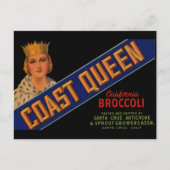 Coast Queen broccoli crate label 1930 Briefkaart (Voorkant)