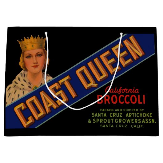 Coast Queen broccoli crate label 1930 Groot Cadeauzakje (Voorkant)